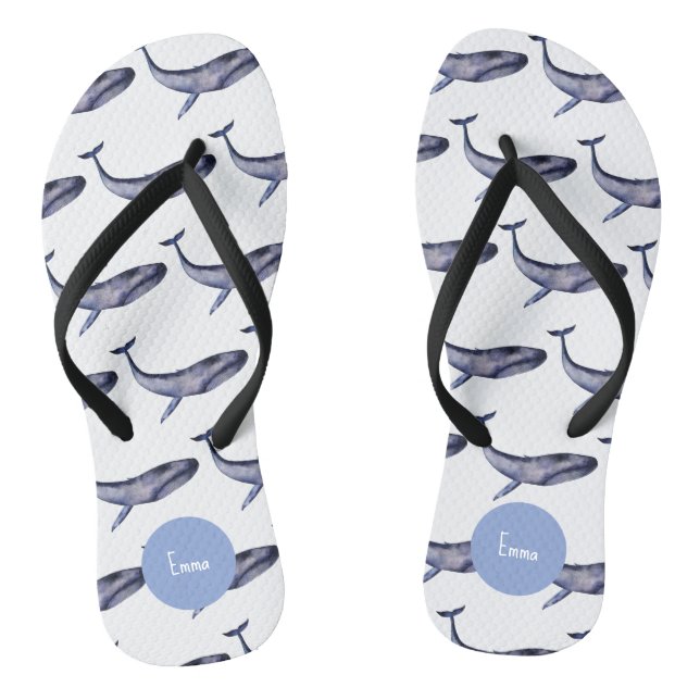 Watercolor blue whale jandals (Footbed)