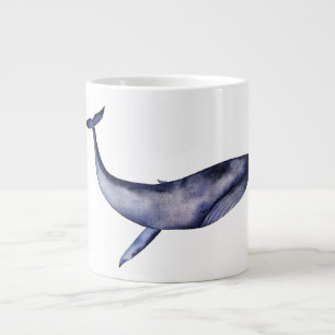 Watercolor Blue Whale Large Coffee Mug