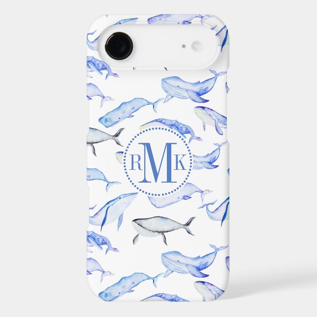 Watercolor Blue Whale Pattern Case-Mate iPhone Case (Back)