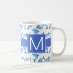 Watercolor Blue Whale Pattern Coffee Mug