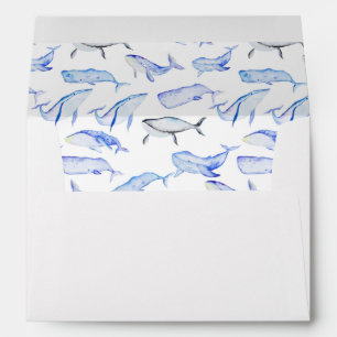 Watercolor Blue Whale Pattern Envelope