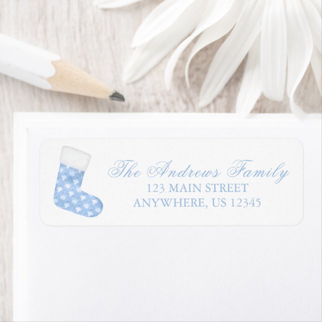 Watercolor Blue & White Christmas Stockings (Insitu)