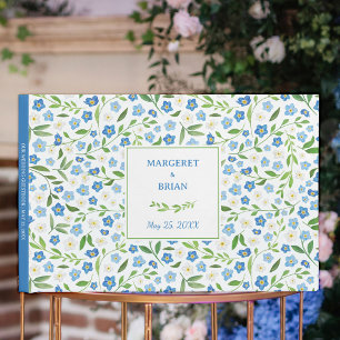 Watercolor Blue & White Floral Signature Wedding Guest Book
