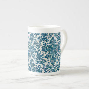 Watercolor Blue & White Floral Vintage Pattern Bone China Mug