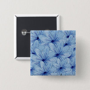 Watercolor Blue Wild Flowers Bouquet 15 Cm Square Badge