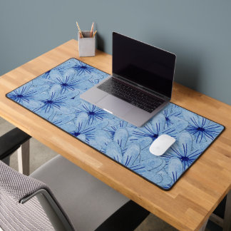 Watercolor Blue Wild Flowers Bouquet Desk Mat