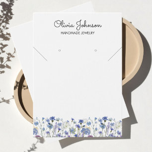 Watercolor Blue Wildflower Jewellery Display Card