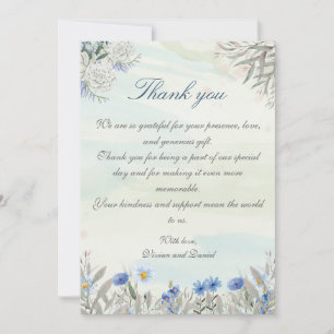 Watercolor Blue Wildflower Wedding Thank You Card