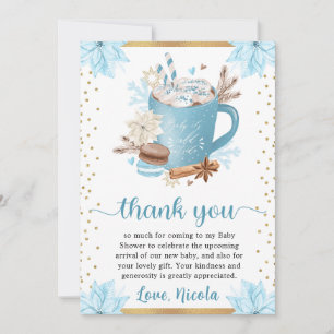 Watercolor Blue Winter Cookies & Cocoa Baby Shower Thank You Card