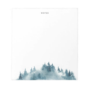 Watercolor Blue Winter Forest Notepad