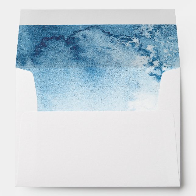 Watercolor Blue Winter Wedding Envelope (Back (Bottom))