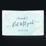 Watercolor Blue x Gold Bat Mitzvah Banner<br><div class="desc">This chic and elegant banner features a white background with turquoise blue brush strokes in watercolor and faux gold splatters. Personalise it for your needs. You can find more matching products at my store.</div>