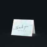 Watercolor Blue x Gold Bat Mitzvah Thank You<br><div class="desc">This chic and elegant bat mitzvah thank you card features a white background with turquoise blue brush strokes in watercolor and faux gold splatters. Customise it for your needs. You can find more matching products at my store.</div>