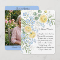 Watercolor Blue Yellow Floral Prayer Card