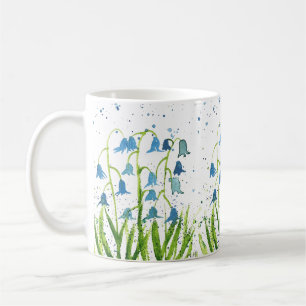 Watercolor bluebells Blue floral Nature wood Coffee Mug