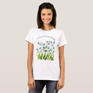 Watercolor bluebells floral Nature Bridal shower T-Shirt