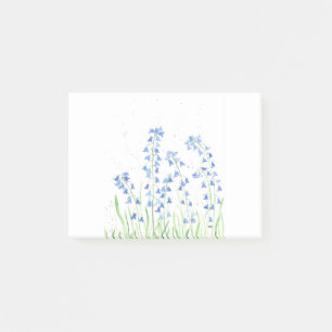 Watercolor bluebells flowers forest woodlands chic post-it notes