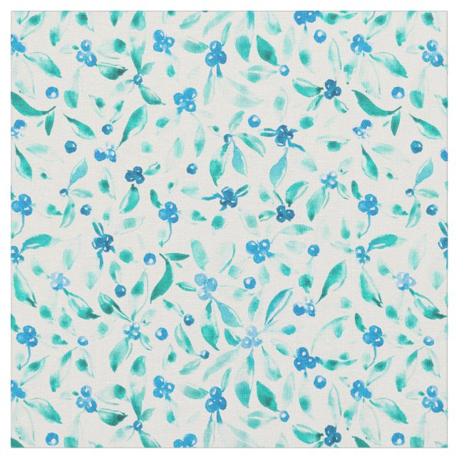 Watercolor blueberrie pattern fabric (Close Up)