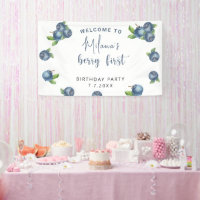 Watercolor blueberries 1st birthday party