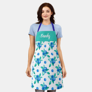 Watercolor Blueberries All-Over Print Apron