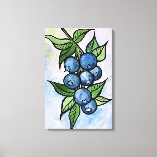 Watercolor Blueberries Canvas Print (Front)