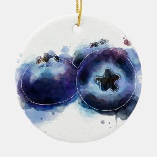 Watercolor Blueberries Ceramic Tree Decoration