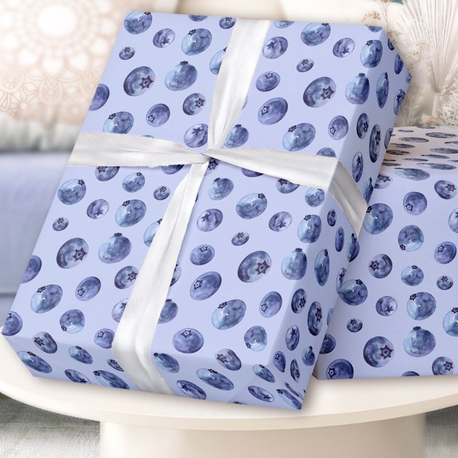 Watercolor blueberries pattern wrapping paper (Watercolor blueberries pattern wrapping paper)