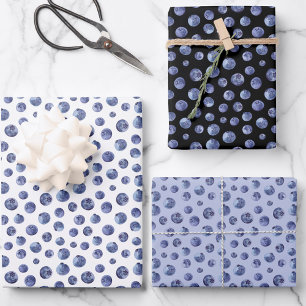 Watercolor blueberries pattern  wrapping paper sheet
