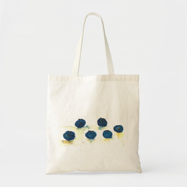 Watercolor blueberries summer fruit rustic kitchen tote bag (Front)