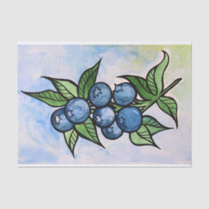 Watercolor Blueberries Tissue Paper