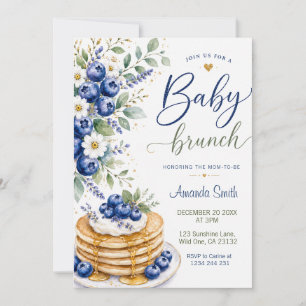 Watercolor  Blueberry Baby Brunch Baby Shower Invitation