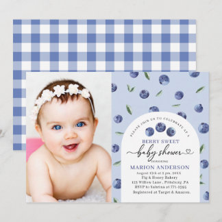 Watercolor Blueberry Baby shower Invitation