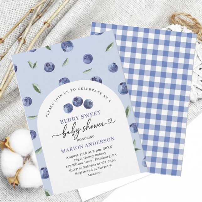 Watercolor Blueberry Baby shower  Invitation (Creator Uploaded)