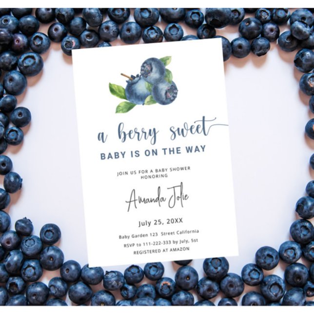 Watercolor Blueberry Baby Shower Invitation (Creator Uploaded)