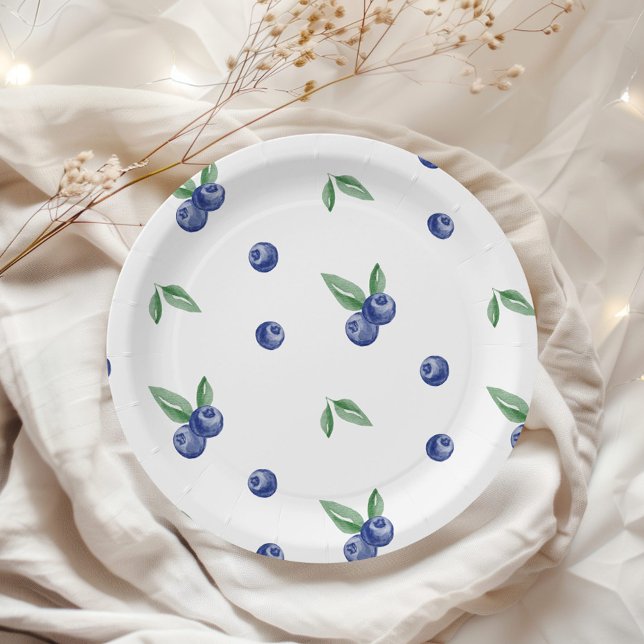 Watercolor blueberry berry sweet birthday  paper plate (Creator Uploaded)