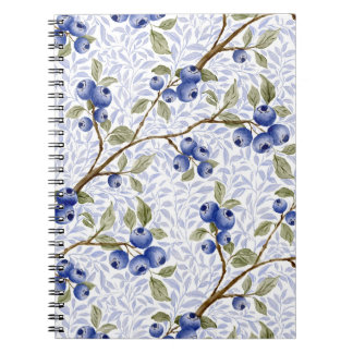 Watercolor Blueberry Botanical in Blue Green White Notebook