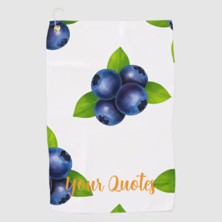 Watercolor Blueberry Botanical Pattern Golf Towel