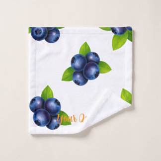 Watercolor Blueberry Botanical Pattern Wash Cloth