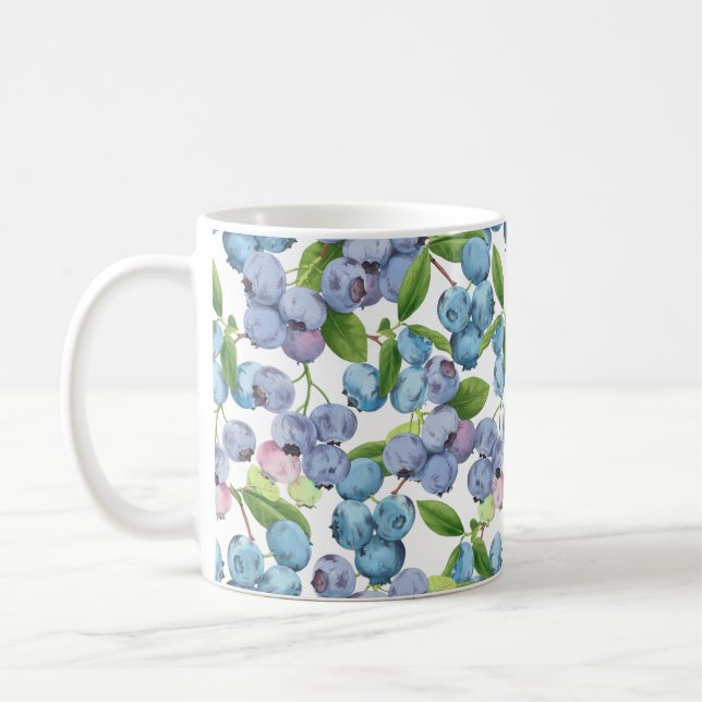 Watercolor Blueberry Coffee Mug (Left)
