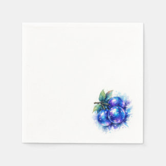 Watercolor Blueberry Cute Party Event Napkins