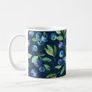 Watercolor Blueberry Dark Background Pattern Coffee Mug