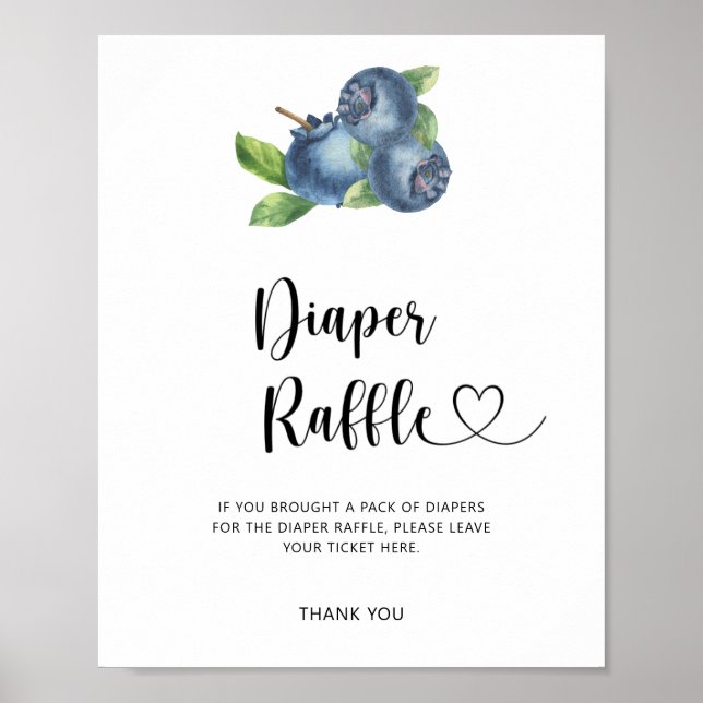 Watercolor blueberry - diaper raffle poster (Front)