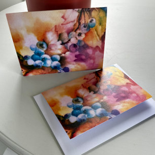 Watercolor Blueberry Greeting Card  Any Occasion