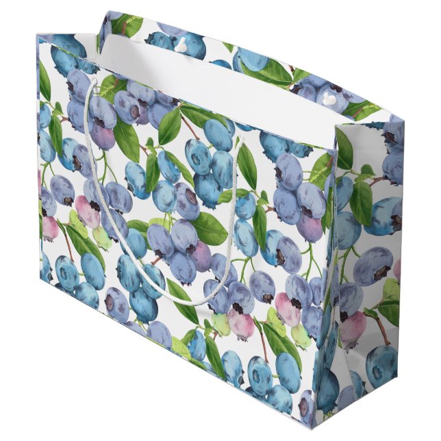 Watercolor Blueberry Large Gift Bag (Back Angled)
