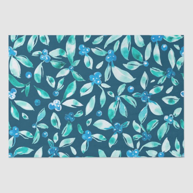 Watercolor blueberry pattern  tissue paper (Front)