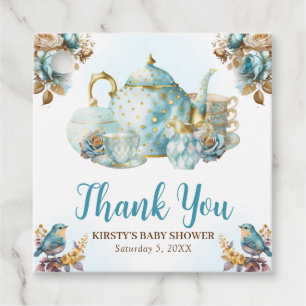 Watercolor Blueberry Tea Party Baby Shower Favour Tags