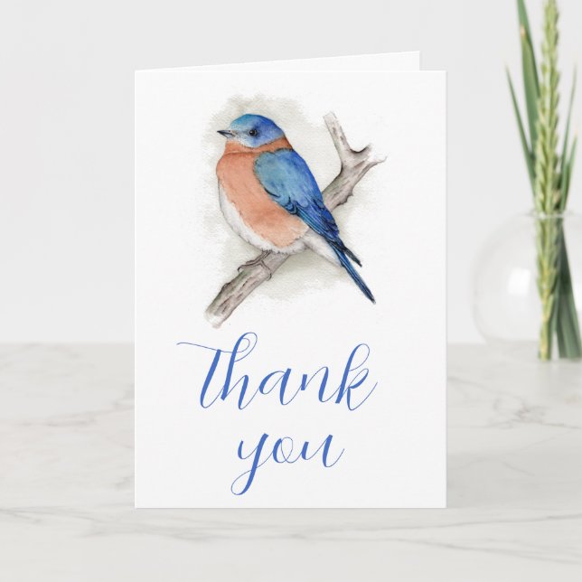 Watercolor Bluebird Thank You Card (Front)