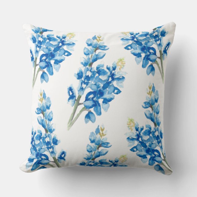 Watercolor Bluebonnet  Cushion (Front)