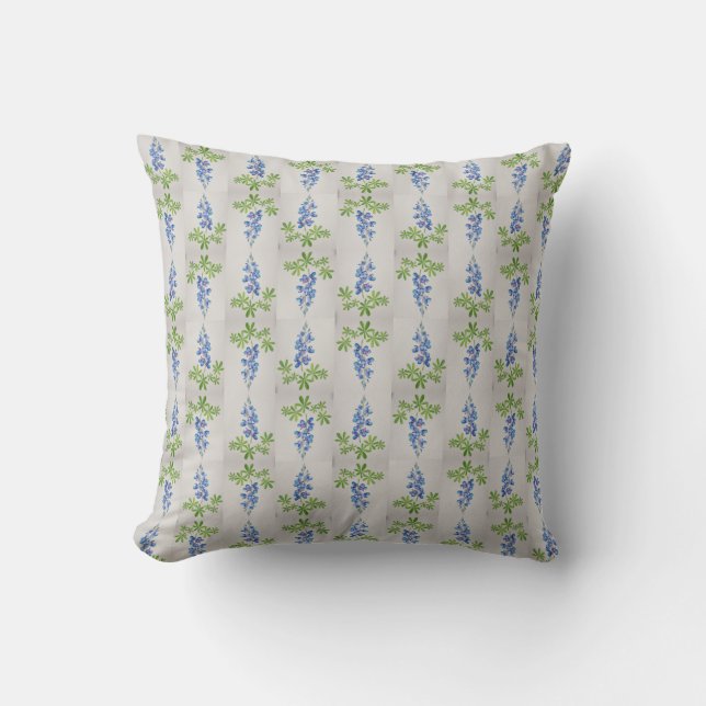Watercolor Bluebonnet Throw Pillow (Front)