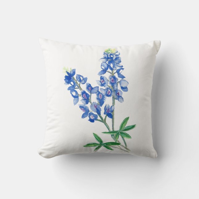 Watercolor Bluebonnets Cushion (Front)